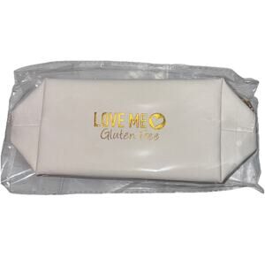 Love Me Gluten Free Make Up Bag Small NEW Size 9 X 4 Inches White Gold Heart